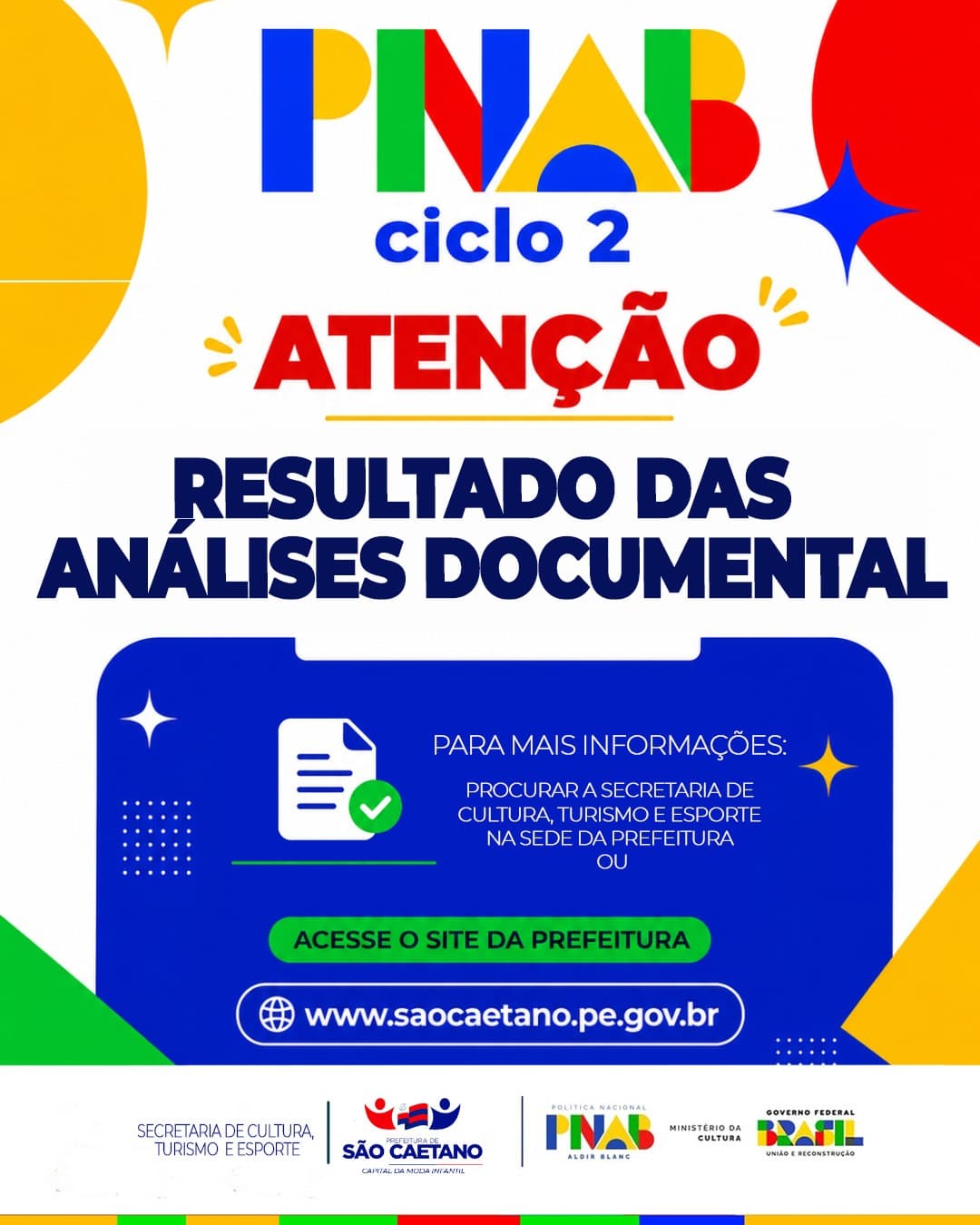 CICLO  2 PNAB, RESULTADO DAS ANÁLISES DOCUMENTAL.