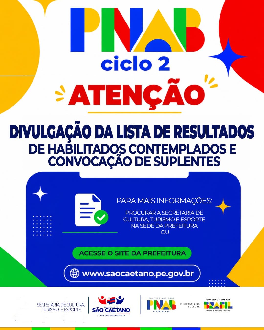 DIVULGAÇÃO DA LISTA DE RESULTADOS DE HABILITADOS CONTEMPLADOS E CONVOCAÇÃO DE SUPLENTES.