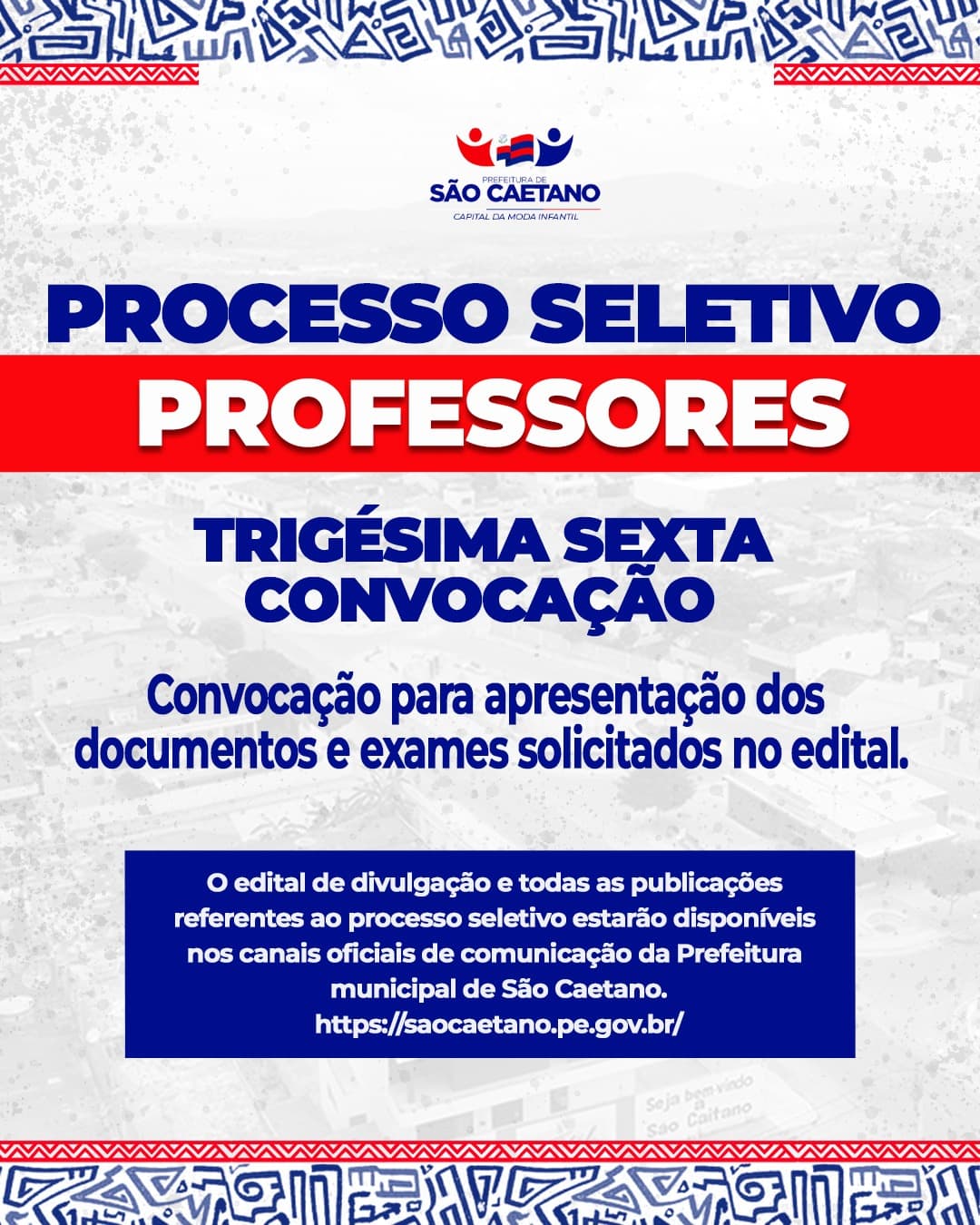 EDITAL DA TRIGÉSIMA SEXTA CONVOCAÇÃO PARA APRESENTAÇÃODOS DOCUMENTOS E EXAMESPROCESSO SELETIVO N.º 001/2024