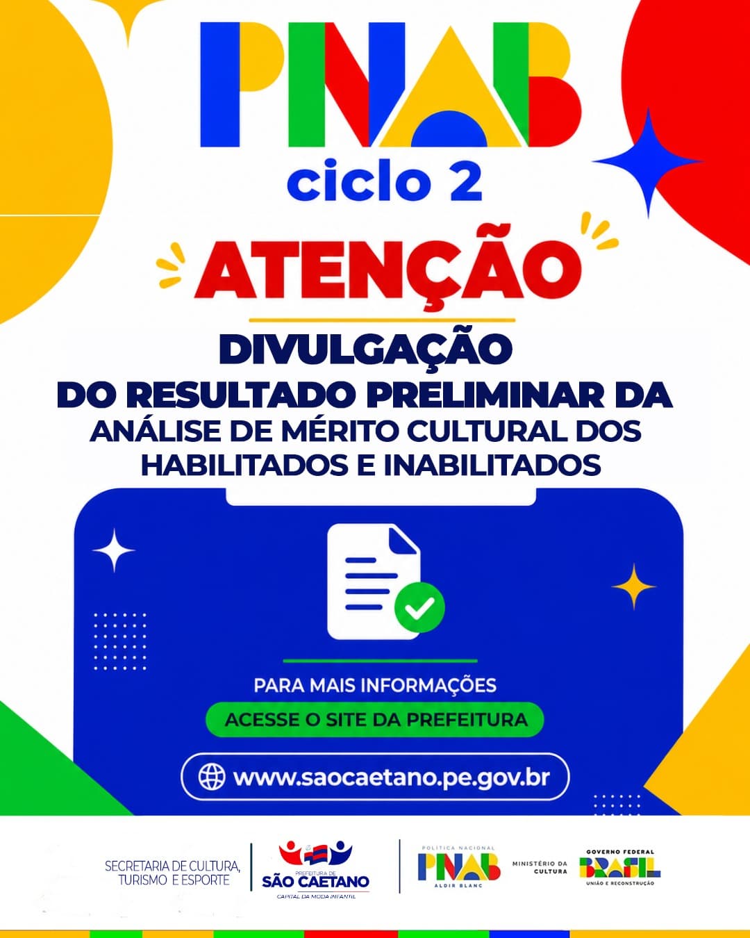 LISTA PRELIMINAR DOS EDITAIS PNAB CICLO 2 HABILITADOS E INABILITADOS.